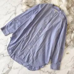 チュニック風☘️INED ストライプ バンドカラーシャツ 13号/LL コットン