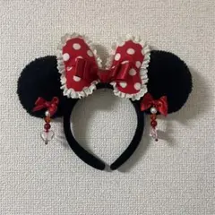 ディズニー ミニー カチューシャ リボン ピアス フリル ドット