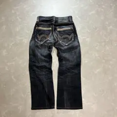 00s EDWIN black denim pants embroidery