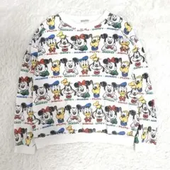 90s ヴィンテージ Disney ミッキー総柄スウェット メンズM相当 白のサムネイル