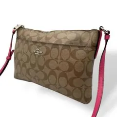 美品 840 COACH ショルダーバッグ シグネチャー PVC レザー 茶