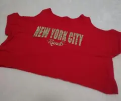 NEW YORK CITY 肩あきTシャツ レッド キッズダンス衣装　Sサイズ
