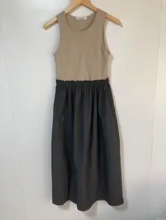 persodea ノースリーブ ベージュグレー ロングワンピース