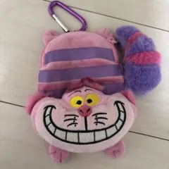 Disney不思議の国のアリス　チシャ猫　ポーチ　パスケース カラビナ付き