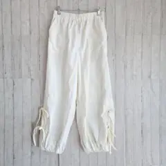 サマンサモスモス パンツ アイボリー リボン ワイド ゆったり カシャカシャ