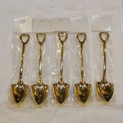 金色 スコップ型スプーン 5本セット 未使用 袋入り おしゃれ ティー デザート