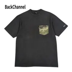 Back Channel カモ柄 ポケット Tシャツ 半袖 ロゴ ブラック L