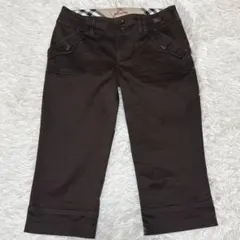 バーバリーブルーレーベル 38 クロップドパンツ ノバチェック ホースロゴ