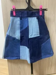 デニムパッチワークスカート