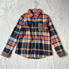 ボア裏地 チェック ネルシャツ ジャケット 異素材ポケット L ライトアウター