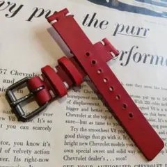 時計バンド　レザーベルト　レッド　18㎜　20㎜　24㎜など　栃木レザー