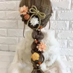 オレンジ♡金箔付♡髪飾り ヘッドドレス 前撮り 成人式 卒業式 七五三