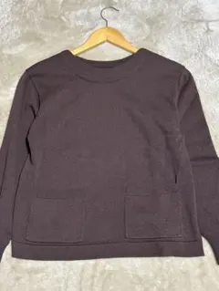 ■MHL.　レディース　ダークブラウンプルオーバー ポケット付きニット