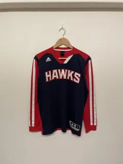 adidas HAWKS 長袖カットソー Lサイズ ネイビー/レッド