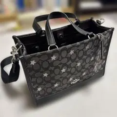 美品✨コーチCOACH 星柄 キャンバス レザー　ストラップ付き