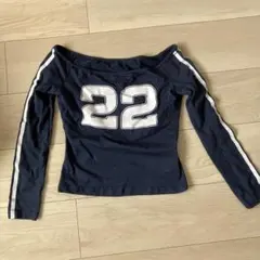 SHEIN ネイビー オフショルダー Tシャツ 22