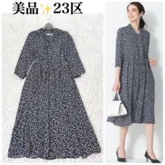 23区✨️大きいサイズ 50 ブルームフラワープリントボウタイワンピース 近年