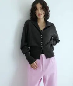 メニーボタンカーディガン(チャコールグレー)