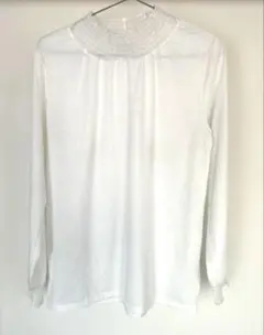 オンワード樫山ANY FAM オシャレ襟袖　ホワイト 長袖トップス!