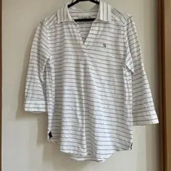 アーノルドパーマーホワイトストライプ カジュアル7分シャツ