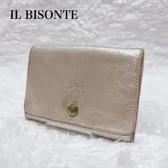 IL BISONTE イルビゾンテ　ロゴ型押し　二つ折り財布 メタリックゴールドのサムネイル