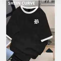 SHEIN CURVE レター グラフィック リンガーTシャツ　半袖