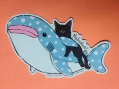 ホシノジンB-SIDE LABEL　ステッカー　宣伝販売限定　ジンベイザメとネコ