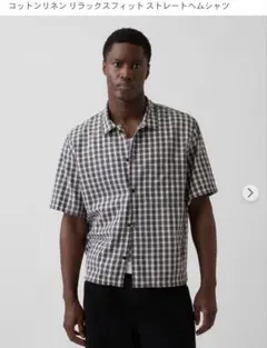 GAP コットンリネン ギンガムチェック 半袖シャツのサムネイル