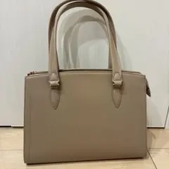 美品　ベージュ 合成皮革 ビジネスバッグ