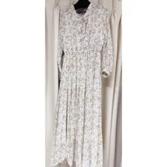 イェッカヴェッカ 花柄 ボウタイロングワンピース