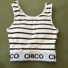 CHICO ストライプ パット付タンクトップ