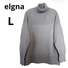 タートルネック ニットセーター 長袖 グレー 大きめL XL