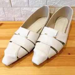 LETALON フレンチソフトグルカフラットシューズ ナチュラル 24cm