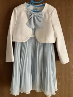 水色プリーツドレス＆白ボレロ 120サイズ セレモニー