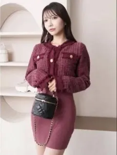 リップサービス フリンジツイードアンサンブルニットワンピース