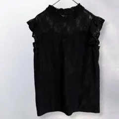 イング レース ノースリーブブラウス 透け感 綺麗め 上品 フリル M《c932