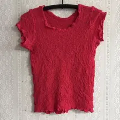 レッド 伸縮性素材 半袖Tシャツ カーディガン セットのサムネイル