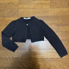 フォーマル ラメ入り 黒 ショート丈 長袖 ボレロ カーディガン 100