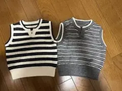 コムサ　ストライプ柄　ベスト　80cm 2点セット