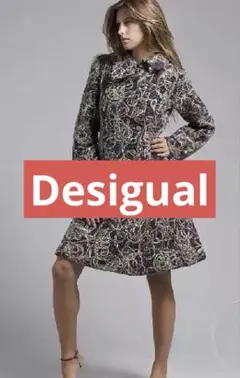 招き猫本舗 美品✨デシグアル ツイードロングコート 裏地総柄 ロゴ金具 招き猫本舗様専用 美品✨デシグアル ツイードロングコート 裏地