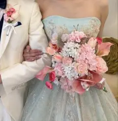 ウェディングブーケ 2点セット ピンク【造花】
