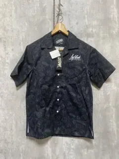 新品　LEFLAH レフラー　半袖　シャツ　ワークシャツ　ロゴ　柄　ブラック　Mのサムネイル