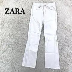 ZARA ザラ カジュアルパンツ 裾ダメージ加工 ホワイト M