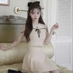 Darich ウエストオープンストリングニットミニワンピース