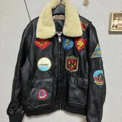 ワッペン　G-1 レザージャケット フライトジャケット　本革　地図柄　ブラック