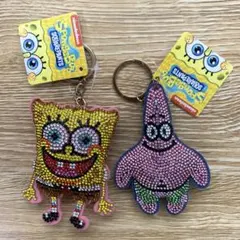 スポンジボブ　パトリック　ラインストーン　キーホルダー　タグ付き
