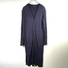 ユニクロ✨レーヨン100％ ロングカーディガン S 長袖 冷房対策 ネイビー無地