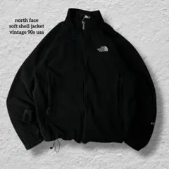 ノースフェイスソフトシェルジャケット90s古着vintageブラックUSA規格L