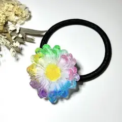 カラフル　お花　レジン　ヘアゴム