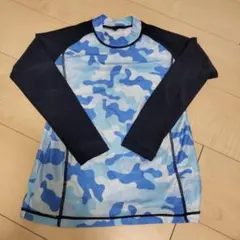 キッズ ラッシュガード 140cm ブルー カモフラ柄